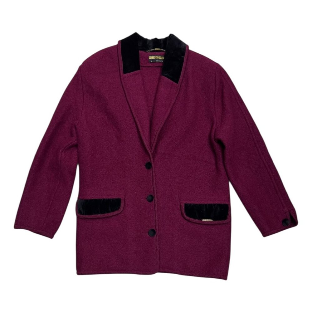 GEIGER Wool Luxury Designer Business Casual Red Winter Coat Womens Medium
